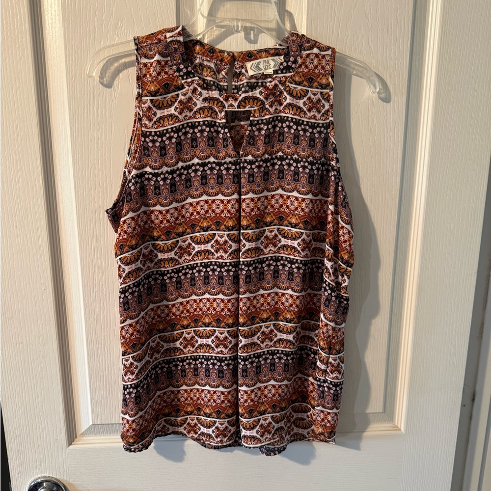 Pink Rose Sleeveless Printed Camisole - Brown, Cream, Black